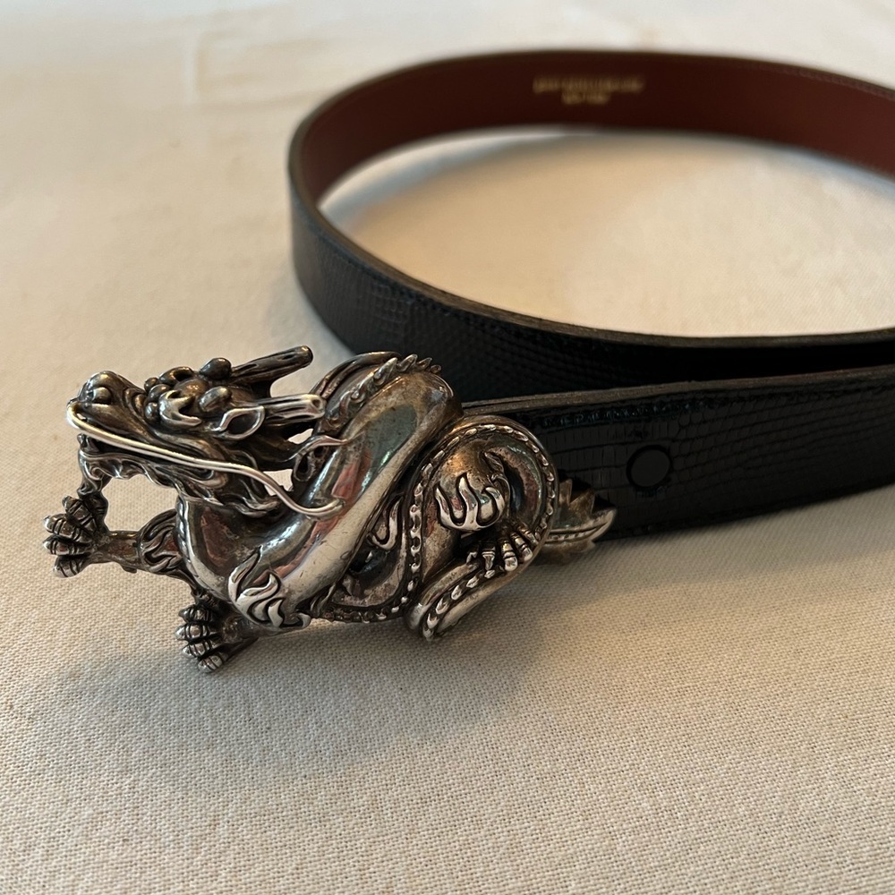 Kieselstein-cord Sterling Dragon Buckle with Lizard Belt
